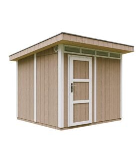 Gartenhaus, 6 m², aus LP SmartSide Holzpaneelen, mit Boden und Bitumenfliesen, L 294 x B 279 x H 237 cm – Timbela M903 – Terra Brown