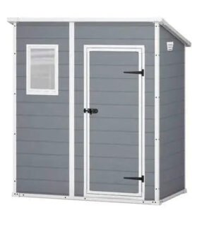 Abrigo de Jardim Resina Cinzento Monopente com Soalho 1,6m² Premium Keter