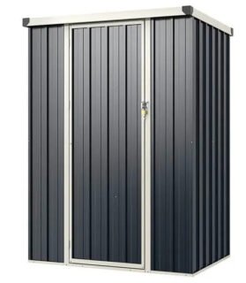 Abrigo de Jardim Exterior em Metal 117x89x162cm com Porta com Fecho – Cinzento